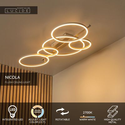 Lucide NICOLA - Flush ceiling light - LED - CCT - 1x37W 2700K/4000K - Taupe